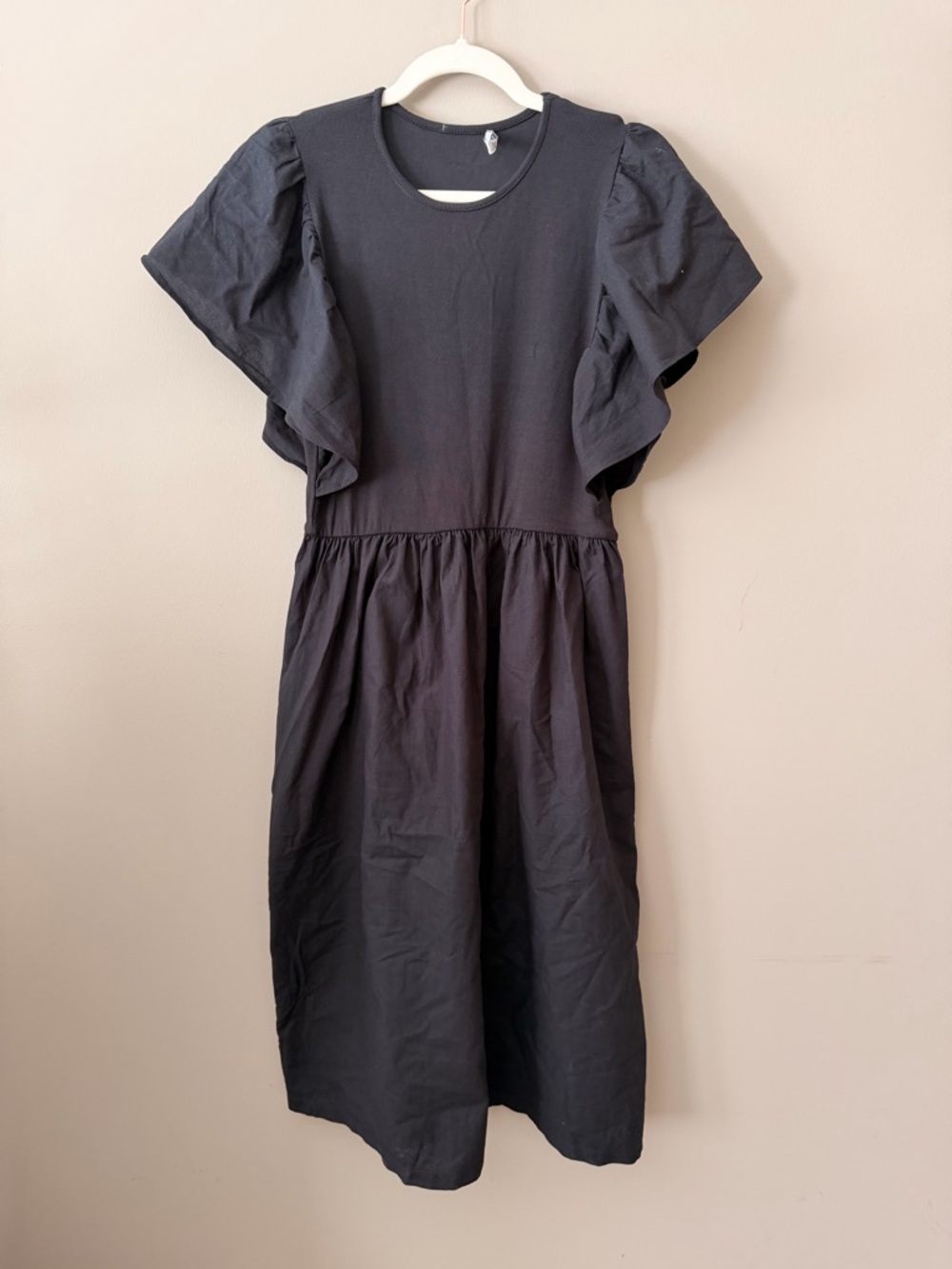 Zara Black Flutter Sleeve Midi Dress